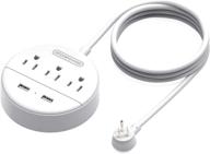 💡 ntonpower 9.8 футовая продление провода - 3 розетки 2 usb настольная зарядная станция, белая логотип