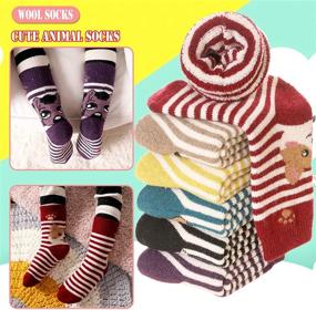img 3 attached to Теплые и уютные шерстяные носки для детей - мягкие и плотные зимние носки с животным, 6 пар