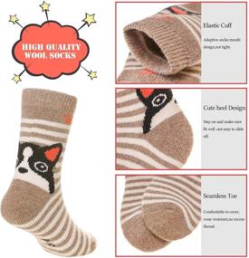 img 1 attached to Теплые и уютные шерстяные носки для детей - мягкие и плотные зимние носки с животным, 6 пар