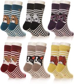 img 4 attached to Теплые и уютные шерстяные носки для детей - мягкие и плотные зимние носки с животным, 6 пар
