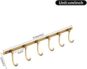 img 1 attached to 🧥 Antique Brass Hook Rack with 6 Hooks - Coat, Bath, and Towel Wall Mounted Hanger in Vintage Brushed Brass Finish