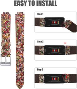 img 2 attached to 👍 Genuine Leather Bands for Fitbit Inspire 2 / Inspire HR/Inspire, Classic Replacement Strap with Metal Connectors - Genuine Leather Wristbands for Women Men (Small Large Paisley 2)