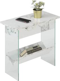 img 3 attached to 🔌 Convenience Concepts SoHo Flip Top End Table: White Faux Marble + Built-In Charging Station