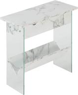 🔌 convenience concepts soho flip top end table: white faux marble + built-in charging station logo