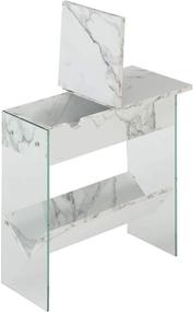 img 1 attached to 🔌 Convenience Concepts SoHo Flip Top End Table: White Faux Marble + Built-In Charging Station