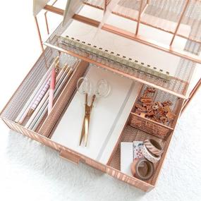 img 1 attached to 💼 Efficient Workspace Organization with Blu Monaco Rose Gold Desk Organizers, File Sorters, and Drawer for Office Supplies and More