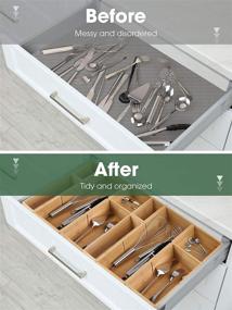 img 2 attached to 🎋 Bamboo Drawer Organizer Set - 6 Pcs of Versatile Dividers and Cutlery Holders for Kitchen Utensils and Flatware - Kootek