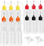 🎨 versatile 15-piece precision tip applicator bottle set for diy crafts - includes translucent bottles, colored tips, and mini funnels - ideal for quilling, acrylic painting, 30ml / 1 ounce logo