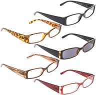 5-pack women's rectangular reading glasses including sunglasses logo