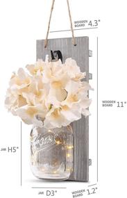 img 1 attached to 🏡 Rustic Mason Jar Wall Decor: Distressed Wood Sconces with LED String Lights – Set of 2 Grey Wall Art Farmhouse Decor for Living Room & Bedroom