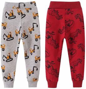 img 3 attached to 🦖 Dinosaur-inspired AOWKULAE Elastic Drawstring Sweatpants for Boys: Comfortable Clothing and Pants for Kids