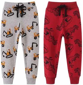 img 4 attached to 🦖 Dinosaur-inspired AOWKULAE Elastic Drawstring Sweatpants for Boys: Comfortable Clothing and Pants for Kids