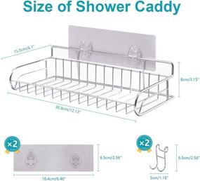 img 3 attached to 🚿 GEMITTO Shower Caddy: Space-Saving Stainless Steel Organizer Rack with Adhesive Mounting - Ideal for Bathroom, Kitchen, and Spice Storage