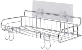 img 4 attached to 🚿 GEMITTO Shower Caddy: Space-Saving Stainless Steel Organizer Rack with Adhesive Mounting - Ideal for Bathroom, Kitchen, and Spice Storage