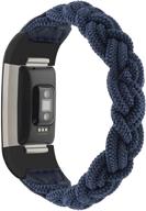 🏋️ fitbit charge 2 stretchy braided elastic strap - soft sport solo loop nylon wristband replacement for women men, comfortable and breathable bracelet compatible with smartwatch bands logo