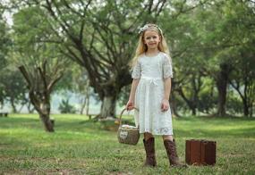 img 2 attached to 👸 Bow Dream Vintage Lace Flower Girl's Dress: Elegant Party White Dress Fit for a Princess