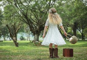 img 1 attached to 👸 Bow Dream Vintage Lace Flower Girl's Dress: Elegant Party White Dress Fit for a Princess