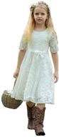 👸 bow dream vintage lace flower girl's dress: elegant party white dress fit for a princess logo