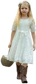 img 4 attached to 👸 Bow Dream Vintage Lace Flower Girl's Dress: Elegant Party White Dress Fit for a Princess