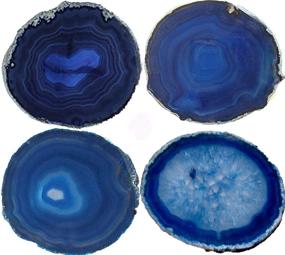 img 4 attached to 🔵 JIC Gem 3-3.5" Small Size Agate Coasters in Dyed Blue Color - Set of 4 Polished Natural Geode Stone Coasters with Protective Rubber Bumper for Home Decor