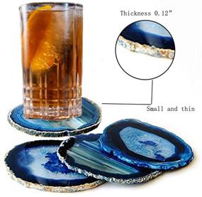 img 1 attached to 🔵 JIC Gem 3-3.5" Small Size Agate Coasters in Dyed Blue Color - Set of 4 Polished Natural Geode Stone Coasters with Protective Rubber Bumper for Home Decor