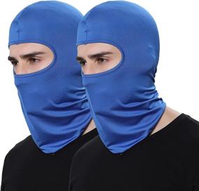 img 4 attached to 🧣 Double Pack Bandana Face Hat: Ultimate Outdoor Gear for Airsoft, Motorcycle, Skiing, Winter Sun – Black Tactical Hood Helmet Face Cover - Balaclava Ski Mask