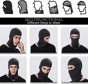 img 1 attached to 🧣 Double Pack Bandana Face Hat: Ultimate Outdoor Gear for Airsoft, Motorcycle, Skiing, Winter Sun – Black Tactical Hood Helmet Face Cover - Balaclava Ski Mask