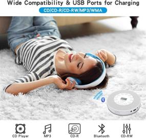 img 1 attached to Portable Bluetooth CD Player - Lukasa Rechargeable Compact Music Disc Player for Home/Travel - LCD Display & Stereo Speaker - Support CD USB AUX Input - 2000mAh (White)