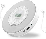 portable bluetooth cd player - lukasa rechargeable compact music disc player for home/travel - lcd display & stereo speaker - support cd usb aux input - 2000mah (white) logo