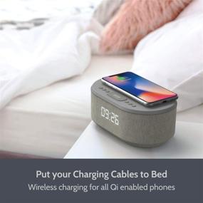 img 3 attached to 🕰️ Convenient Grey Bedside Radio Alarm Clock: USB Charger, Bluetooth Speaker, QI Wireless Charging, Dual Alarm Dimmable LED Display