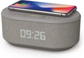 img 4 attached to 🕰️ Convenient Grey Bedside Radio Alarm Clock: USB Charger, Bluetooth Speaker, QI Wireless Charging, Dual Alarm Dimmable LED Display