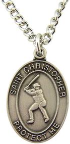 img 2 attached to ⚾️ 1 Inch Pewter Baseball Medal Necklace with Nickel Chain Featuring Saint Christopher