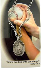 img 1 attached to ⚾️ 1 Inch Pewter Baseball Medal Necklace with Nickel Chain Featuring Saint Christopher