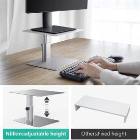 img 3 attached to Подставка для монитора Nillkin Monitor Stand Riser: регулируемая по высоте алюминиевая подставка для стола для телевизора, iMac, ноутбука, MacBook Air/Pro, Dell, HP и других устройств - серебристая