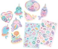 🦄 ooly nom nom narwhals scented stickers: fun 2 sheets + 8 jumbo stickers pack for kids logo