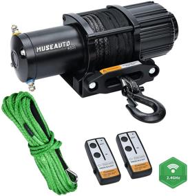 img 4 attached to Мощные комплекты для электрического лебедки 12V: грузоподъемность 4500 фунтов, синтетические тросы, буксировка ATV/UTV для внедорожных прицепов; безпроводной пульт дистанционного управления и крепежная пластина в комплекте.