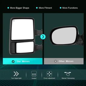 img 3 attached to 🔌 SCITOO Power Heated LED Smoke Signal Towing Mirrors Compatible with 2003-2007 Ford F250 F350 F450 F550 Super Duty Side View Mirror Pair Set