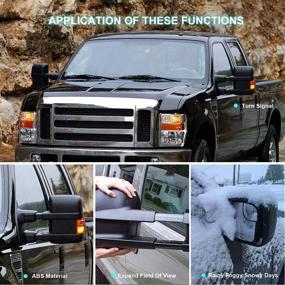 img 2 attached to 🔌 SCITOO Power Heated LED Smoke Signal Towing Mirrors Compatible with 2003-2007 Ford F250 F350 F450 F550 Super Duty Side View Mirror Pair Set