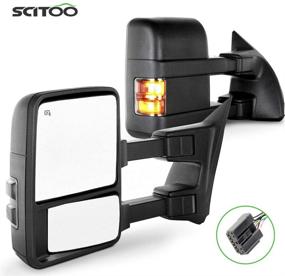 img 4 attached to 🔌 SCITOO Power Heated LED Smoke Signal Towing Mirrors Compatible with 2003-2007 Ford F250 F350 F450 F550 Super Duty Side View Mirror Pair Set