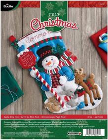 img 4 attached to Bucilla Santa Stop Here 18-Inch Felt Applique Stocking Kit