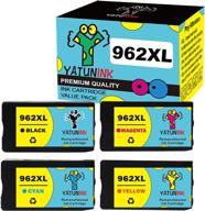 🖨️ yatunink 962xl ink cartridges black color combo pack for hp officejet pro 9010 9015 9018 9020 9025 9012 wireless all-in-one printer (4 pack) - remanufactured ink cartridge replacement for hp 962, 962 xl logo