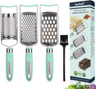 versatile 3in1 stainless steel cheese grater: handheld zester grinder for lemon, chocolate, garlic, and more! logo