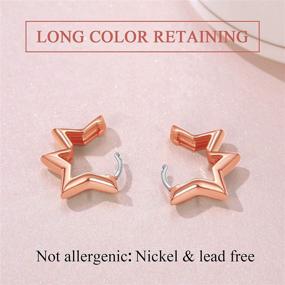 img 1 attached to ✨ Hypoallergenic Small Huggie Hoop Earrings for Women | FindChic | Star/Heart/Spike/Square | 18K Gold/Platinum/Rose Gold Plated | Sterling Silver Ear Wire | Girls' Studs