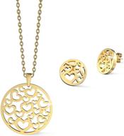 💖 timeless heart jewelry set: 18k gold plated – versatile women's jewelry to accent any outfit – high-quality earrings and necklace set – heart necklace jewelry for women logo