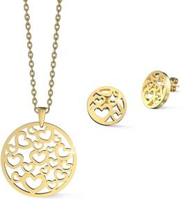 img 4 attached to 💖 Timeless Heart Jewelry Set: 18k Gold Plated – Versatile Women's Jewelry to Accent Any Outfit – High-Quality Earrings and Necklace Set – Heart Necklace Jewelry for Women