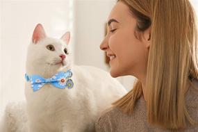 img 3 attached to 🐱 Stpiatue 2PCS Breakaway Cat Collar: Cute Bow Tie & Bell, Abstract Floral Print! Flower Kitty Collars for Adorable Kittens