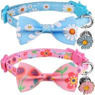 🐱 stpiatue 2pcs breakaway cat collar: cute bow tie & bell, abstract floral print! flower kitty collars for adorable kittens logo