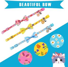 img 1 attached to 🐱 Stpiatue 2PCS Breakaway Cat Collar: Cute Bow Tie & Bell, Abstract Floral Print! Flower Kitty Collars for Adorable Kittens