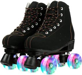 img 4 attached to Leather High Top Four Wheel Adjustable Beginner