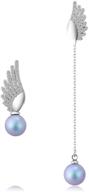 💎 s925 sterling silver pearl drop earrings by richapex - asymmetric dangle earrings embellished with crystal pearls for women and girls logo